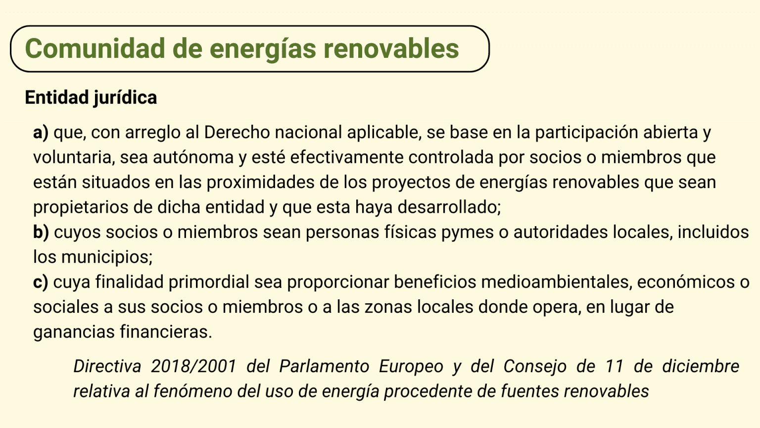 Definición de comunidades energéticas